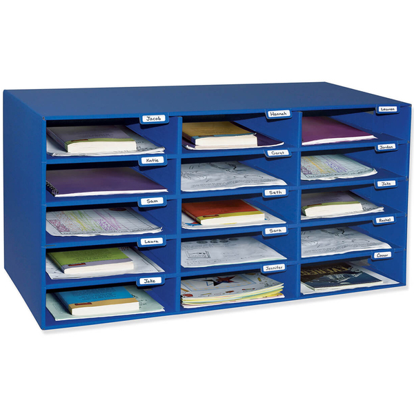 Pacon Classroom Keepers® Mailbox, 15-Slot, Blue, 16.38H x 31.5W x 12.88D 001308